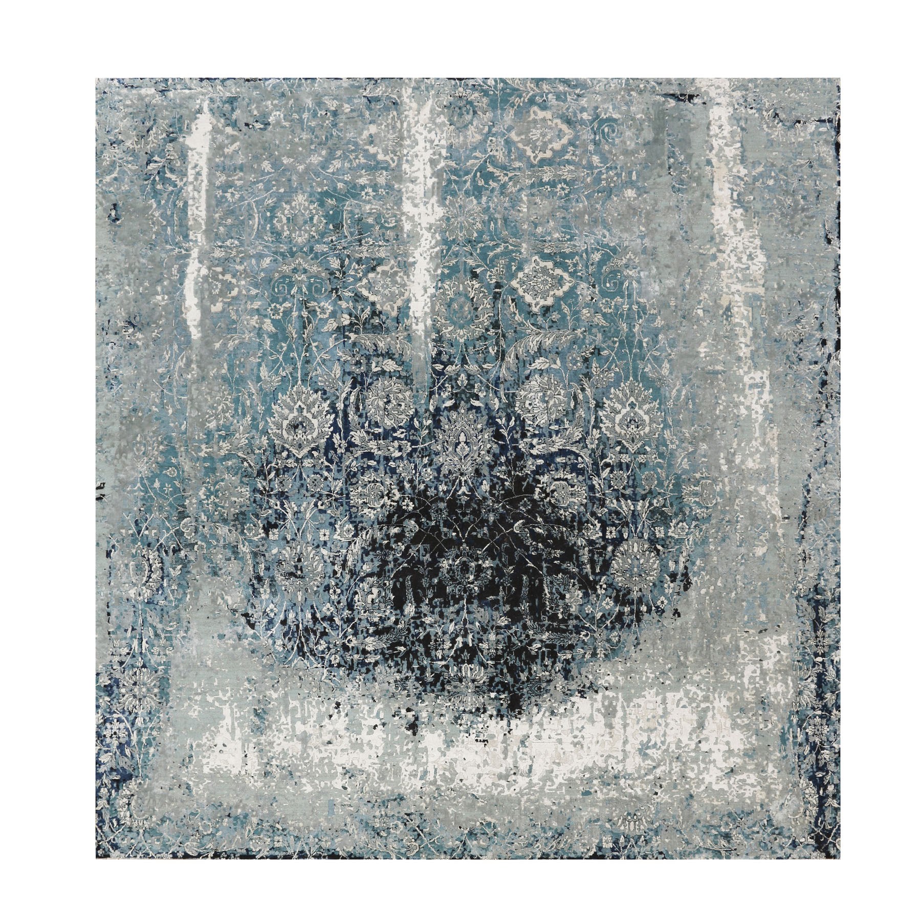 Transitional Silk Hand-Knotted Area Rug 12'2